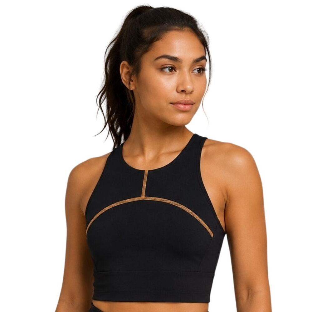 Lululemon Tough Train High Neck Longline Sports Bra Black Size 8